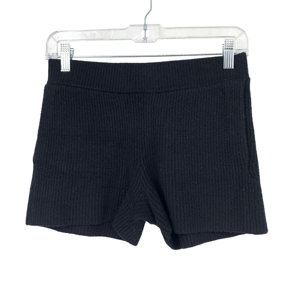 Helmut Lang Women's XS Black Ribbed Knit High Rise Stretch Shorts Cotton